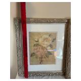 Pair of Ornate Framed Floral Prints - Vintage Rose Artwork
