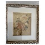 Pair of Ornate Framed Floral Prints - Vintage Rose Artwork