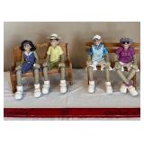 Manning Limited Edition Figurines - 4-Piece Sitting Elderly Couple Set