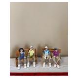 Manning Limited Edition Figurines - 4-Piece Sitting Elderly Couple Set
