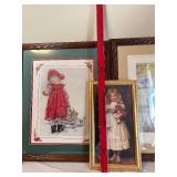 Vintage Framed Prints - 3 Victorian Girl Portraits in Frames