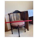 Chippendale-Style Armchair - Carved Wood with Round Upholstered Seat