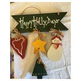 Birdhouse Wreath With Cardinal Birds, Pinecones, Stars & Happy Holly Days Sign