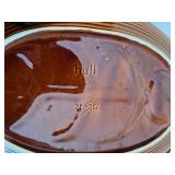 Hull USA Stoneware Oval Tree-Design Platter with 2 Bowls - Brown Glaze