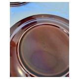 Hull USA Stoneware Oval Tree-Design Platter with 2 Bowls - Brown Glaze