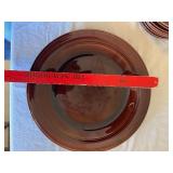 Hull USA Stoneware Oval Tree-Design Platter with 2 Bowls - Brown Glaze