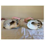 Flamingo Ceramic Figurines - Pink Flamingos on Green Foliage (Lot of 2)