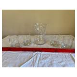 Clear Glass Pitcher With 4 Tumblers - Drinking Glassware Set