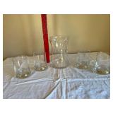 Clear Glass Pitcher With 4 Tumblers - Drinking Glassware Set