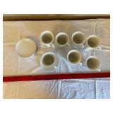 White Ceramic Mugs with Saucers