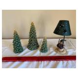 Crazy Mountain Exclusive Designs Green Christmas Tree Set with Snowflake Lamp - 4-Piece Display