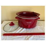 Crock-Pot Slow Cooker - Red Enamel with Glass Lid, 3-Setting Dial