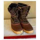 Brown Winter Boots - Leather Upper, Rubber Lug Soles, Lace-Up Pair
