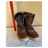 Brown Winter Boots - Leather Upper, Rubber Lug Soles, Lace-Up Pair
