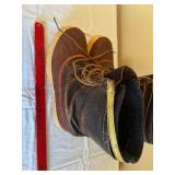 Brown Winter Boots - Leather Upper, Rubber Lug Soles, Lace-Up Pair