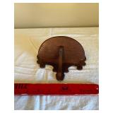 Vintage Round Wall Mirror with Carved Wood Back & Small Shelf