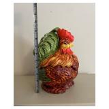Ceramic Rooster Cookie Jar with Lid - Hand-Painted, 11-Inch Tall