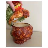 Ceramic Rooster Cookie Jar with Lid - Hand-Painted, 11-Inch Tall