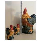 HOME Rooster Figurines - Ceramic Chicken Sculptures, 4-Piece Set