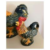 HOME Rooster Figurines - Ceramic Chicken Sculptures, 4-Piece Set