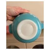 Vintage PYREX Floral Ceramic Bowls Set - Pink, Turquoise & Sage (Set of 3)