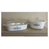 CorningWare Cornflower Blue 1.75 Qt Oval Covered Casserole Set of 2