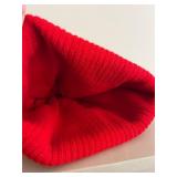 Breckenridge Hilton Beanie - Red Knit Hat with White Pom-Pom