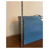 Vintage Blue Metal Toolbox or File Storage with Handle