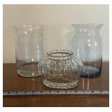 Clear Glass Vases - Lot of 3