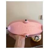 Royal Haeger RG-60 Pink Footed Bowl (USA) & Cat Basket Ceramic Figurine