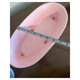 Royal Haeger RG-60 Pink Footed Bowl (USA) & Cat Basket Ceramic Figurine