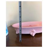 Royal Haeger RG-60 Pink Footed Bowl (USA) & Cat Basket Ceramic Figurine