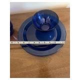 Cobalt Blue Glass Vase with Stacked Bowls & Charger Plate Set