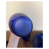 Cobalt Blue Glass Vase with Stacked Bowls & Charger Plate Set