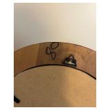 Sunflower Round Wall Plaque in Dark Red Frame - 9 in Diameter