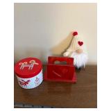 4-Piece Hanging Star Ornaments - Red Plaid, Red Speckled, Black, White Text