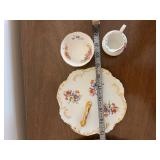 Royal Chelsea Floral Tea Set - English Bone China, Made in England (Cups, Plates, Creamer)
