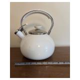 White Teapot with Chrome Handle
