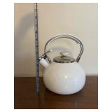 White Teapot with Chrome Handle