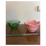 Morton USA Glass Flower Bowls - 4-Piece Set (Green, Blue & Pink)