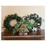 Garden Wreaths & Birdhouse Set - Lot of 3