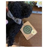 Black Teddy Bear Plush with Wooden Rooster & Daisy Chick Wreath