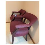 Hillcrest Burgundy Upholstered Armchairs (Pair) - Nailhead Trim, Dark Wood Legs