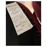 Hillcrest Burgundy Upholstered Armchairs (Pair) - Nailhead Trim, Dark Wood Legs