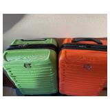 Two-Piece Hardside Luggage Set - Green & Orange, 4-Wheel Spinner