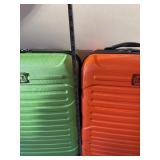 Two-Piece Hardside Luggage Set - Green & Orange, 4-Wheel Spinner