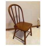 Windsor Style Wood Dining Chair - Curved Back, 3 Spindles, Oak Finish