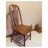 Wooden Windsor Chair - Carved Back, Oak Finish