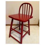 Red Wooden Stool with Arch Backrest and 4 Slats