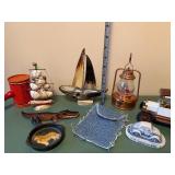 Georgia Marble Limited Edition No. 1495/3,000 - Sailboat, Lantern & VW Beetle Miniatures